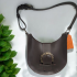 Brown Leather Circular Shoulder Bag repurposed shoulder strap